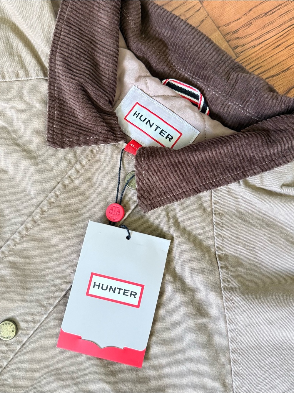 Hunter Khaki Utility Jacket | Brown Corduroy Collar | NWT - Picture 2 of 6